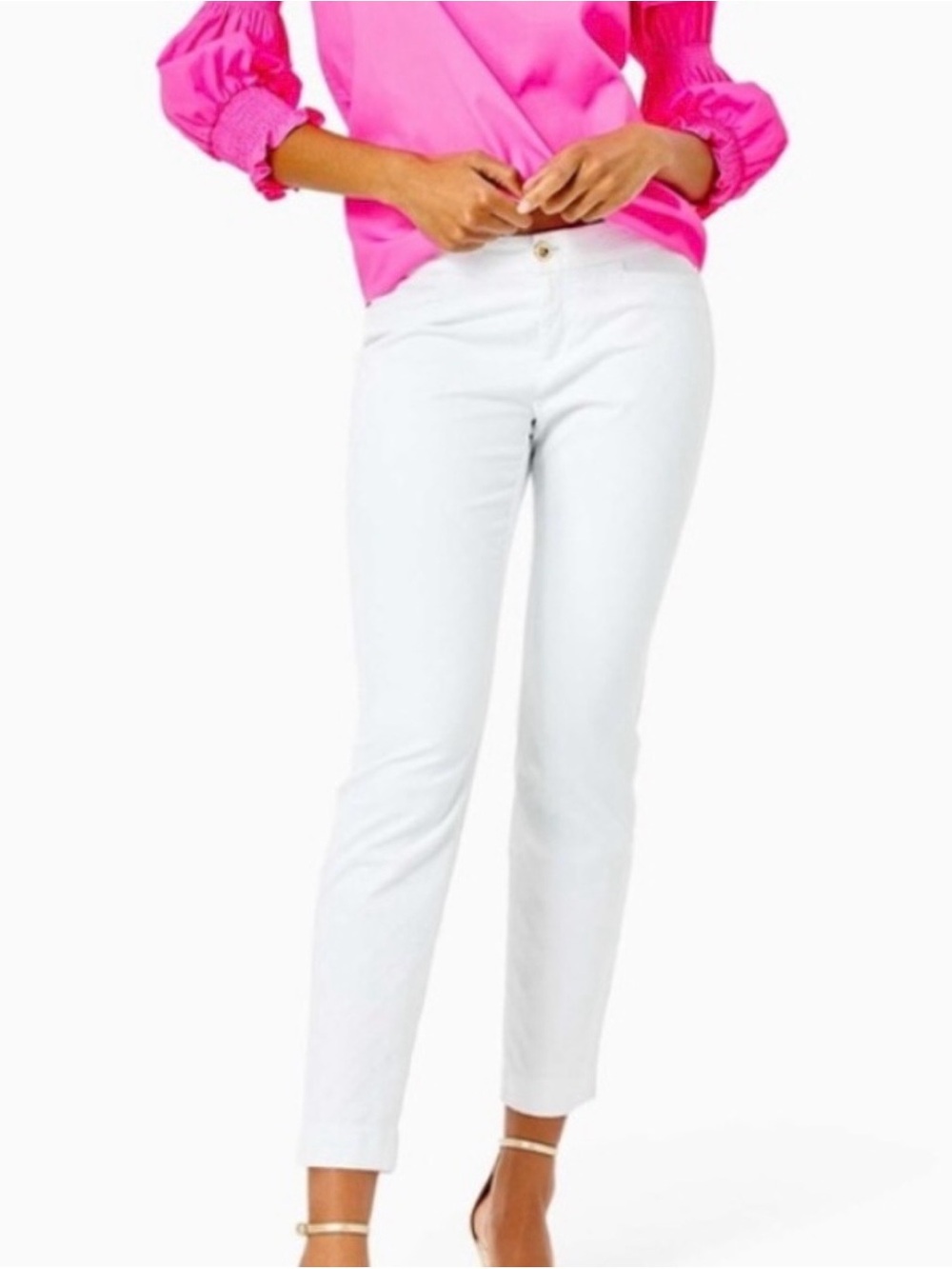 Lilly Pulitzer Kelly Skinny Ankle Pant in Resort White 14 NWT